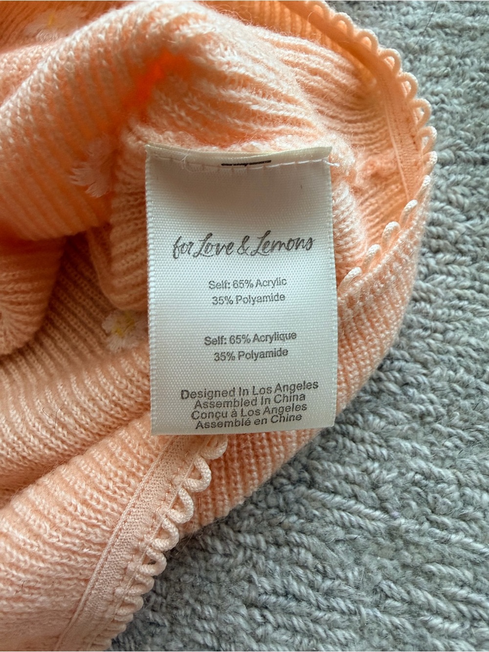 For Love & Lemons Peach Knit Cardigan with Scalloped Trim - Picture 7 of 7